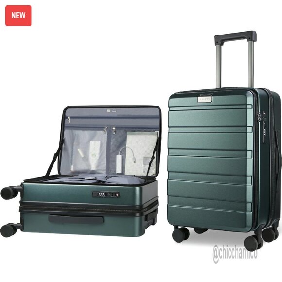 20-Inch Expandable Hard Shell Carry-On Luggage with USB Port & Spinner Wheels
